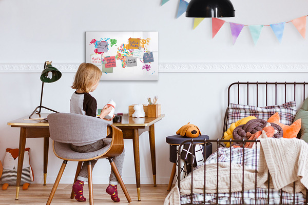 Tableau magnétique effaçable Le monde en mots et en photos colorés