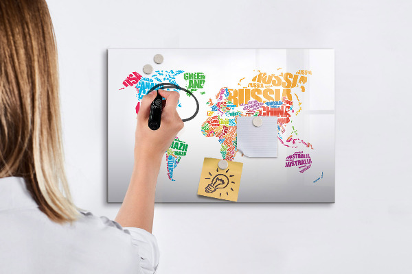 Tableau magnétique effaçable Le monde en mots et en photos colorés