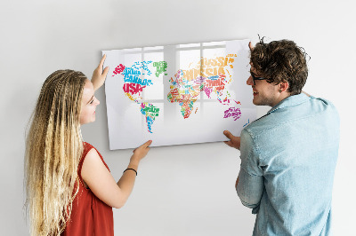 Tableau magnétique effaçable Le monde en mots et en photos colorés