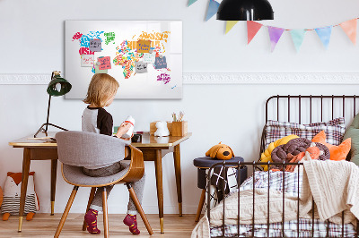 Tableau magnétique effaçable Le monde en mots et en photos colorés