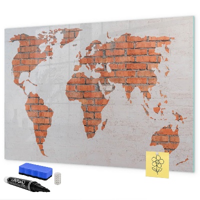 Tableau magnétique effaçable Une carte du monde avec des souvenirs personnels