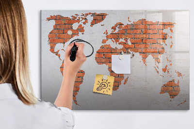 Tableau magnétique effaçable Une carte du monde avec des souvenirs personnels