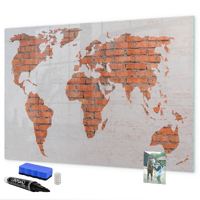 Tableau magnétique effaçable Une carte du monde avec des souvenirs personnels