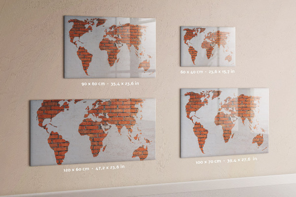 Tableau magnétique effaçable Une carte du monde avec des souvenirs personnels