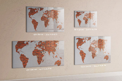 Tableau magnétique effaçable Une carte du monde avec des souvenirs personnels
