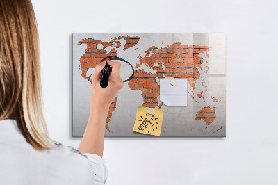 Tableau magnétique effaçable Une carte du monde avec des souvenirs personnels