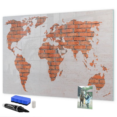 Tableau magnétique effaçable Une carte du monde avec des souvenirs personnels