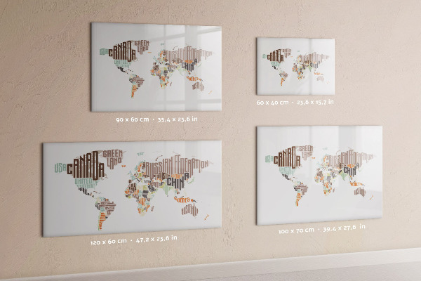 Tableau effaçable magnétique Carte du monde avec emplacements de photos