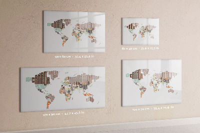 Tableau effaçable magnétique Carte du monde avec emplacements de photos