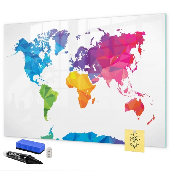 Tableau magnétique effaçable Une carte colorée pour les photos et les notes