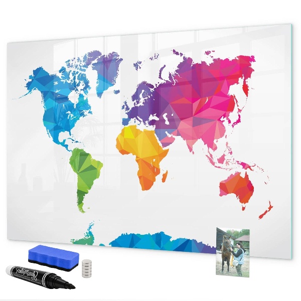 Tableau magnétique effaçable Une carte colorée pour les photos et les notes
