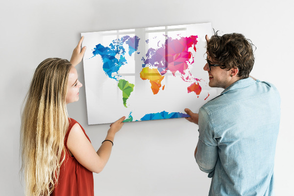 Tableau magnétique effaçable Une carte colorée pour les photos et les notes