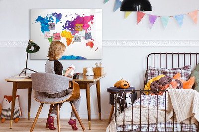 Tableau magnétique effaçable Une carte colorée pour les photos et les notes