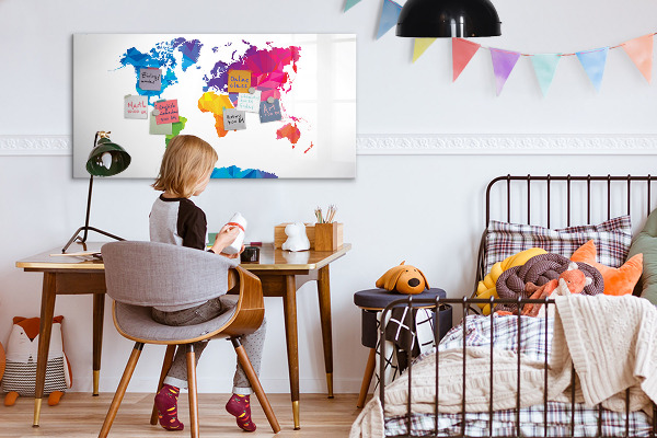 Tableau magnétique effaçable Une carte colorée pour les photos et les notes