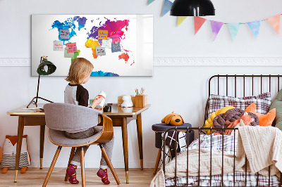 Tableau magnétique effaçable Une carte colorée pour les photos et les notes