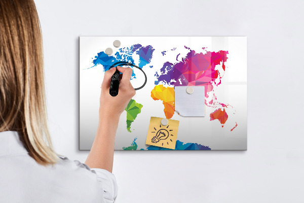 Tableau magnétique effaçable Une carte colorée pour les photos et les notes