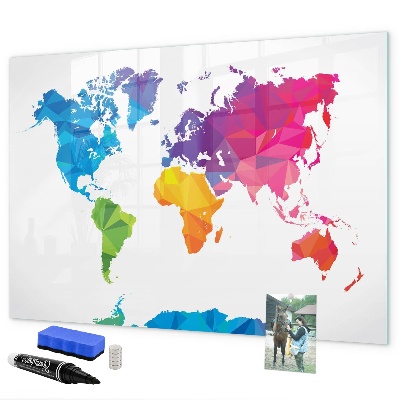 Tableau magnétique effaçable Une carte colorée pour les photos et les notes