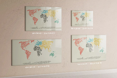 Tableau magnétique effaçable Carte du monde avec lieux et photos