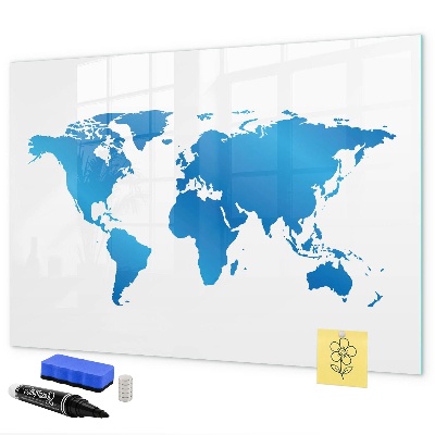 Tableau magnétique effaçable Carte du monde avec emplacements de photos