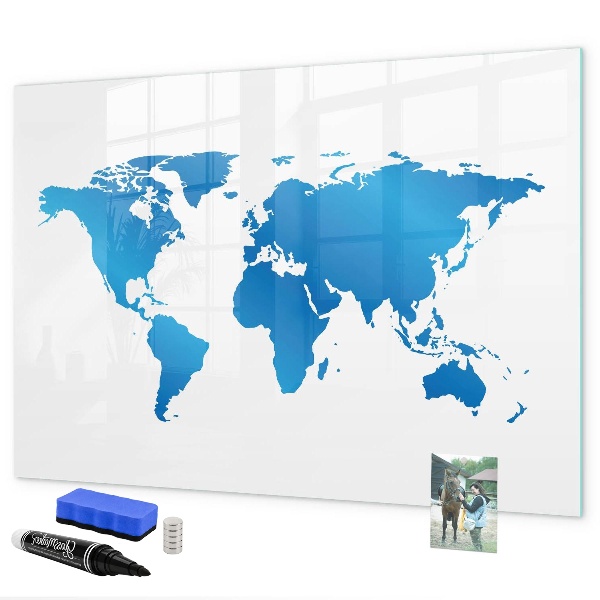 Tableau magnétique effaçable Carte du monde avec emplacements de photos