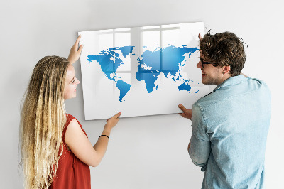 Tableau magnétique effaçable Carte du monde avec emplacements de photos