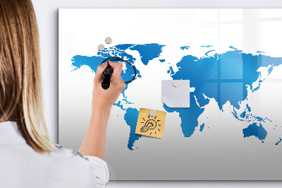 Tableau magnétique effaçable Carte du monde avec emplacements de photos