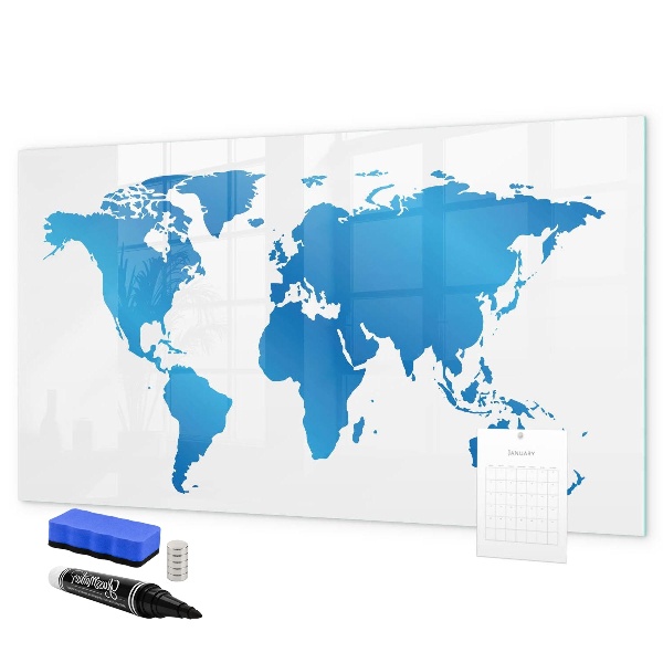 Tableau magnétique effaçable Carte du monde avec emplacements de photos