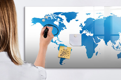 Tableau magnétique effaçable Carte du monde avec emplacements de photos