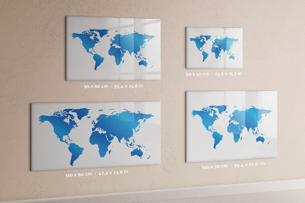 Tableau magnétique effaçable Carte du monde avec emplacements de photos