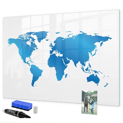 Tableau magnétique effaçable Carte du monde avec emplacements de photos