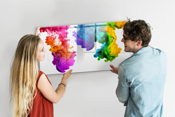 Tableau effaçable magnétique Des nuages ​​colorés avec des photos personnelles