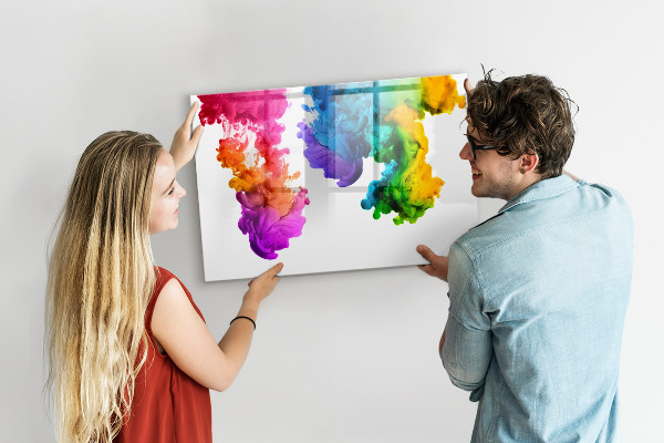 Tableau effaçable magnétique Des nuages ​​colorés avec des photos personnelles
