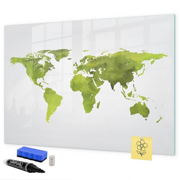 Tableau effaçable magnétique Carte du monde avec emplacements de photos