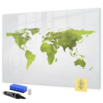 Tableau effaçable magnétique Carte du monde avec emplacements de photos