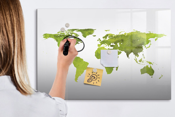 Tableau effaçable magnétique Carte du monde avec emplacements de photos