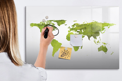 Tableau effaçable magnétique Carte du monde avec emplacements de photos