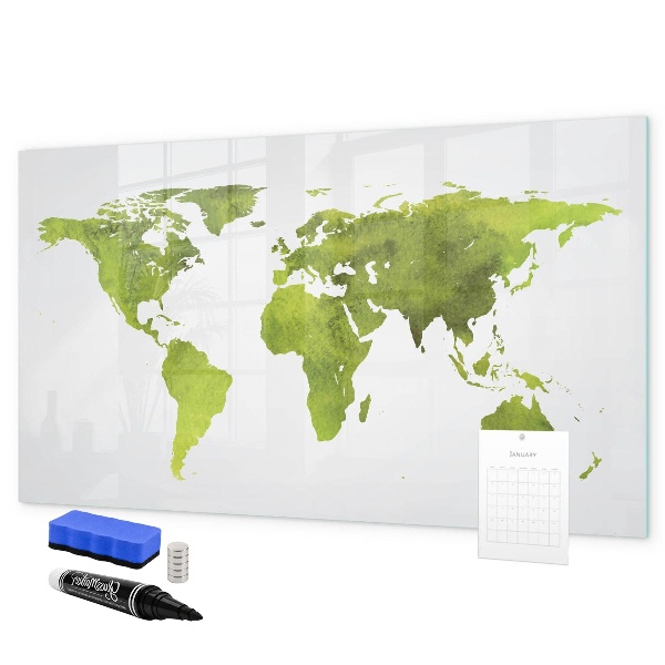 Tableau effaçable magnétique Carte du monde avec emplacements de photos