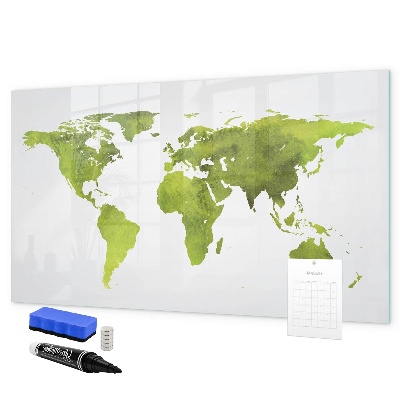 Tableau effaçable magnétique Carte du monde avec emplacements de photos