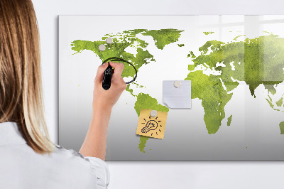 Tableau effaçable magnétique Carte du monde avec emplacements de photos