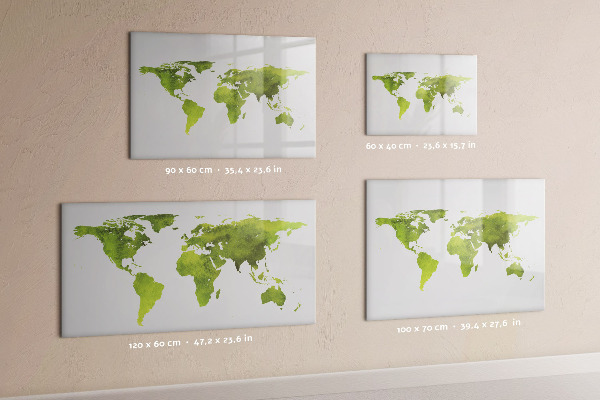 Tableau effaçable magnétique Carte du monde avec emplacements de photos