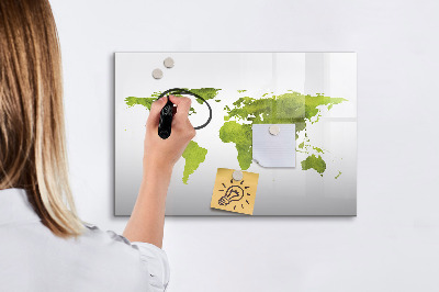 Tableau effaçable magnétique Carte du monde avec emplacements de photos