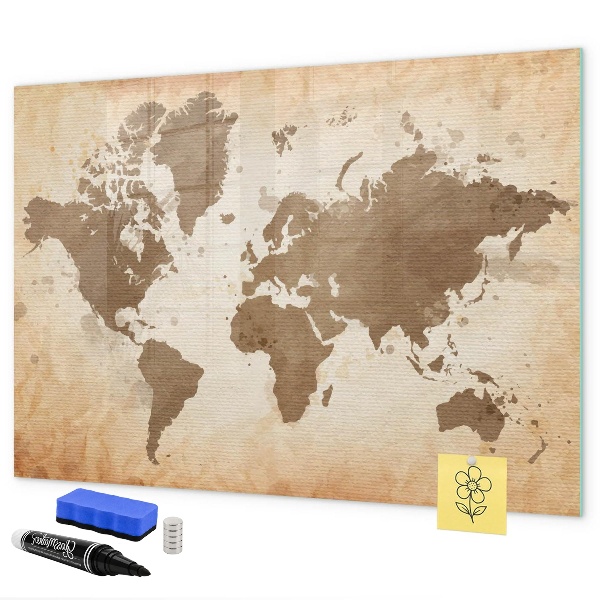 Tableau magnétique effaçable Carte du monde avec emplacements de photos
