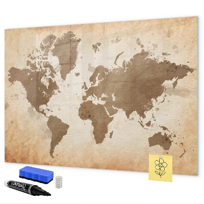Tableau magnétique effaçable Carte du monde avec emplacements de photos