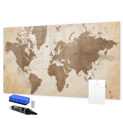 Tableau magnétique effaçable Carte du monde avec emplacements de photos