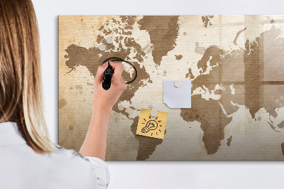 Tableau magnétique effaçable Carte du monde avec emplacements de photos