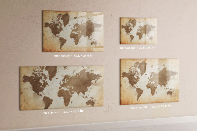 Tableau magnétique effaçable Carte du monde avec emplacements de photos