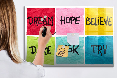 Tableau magnétique effaçable Des slogans inspirants pour l'action et les rêves