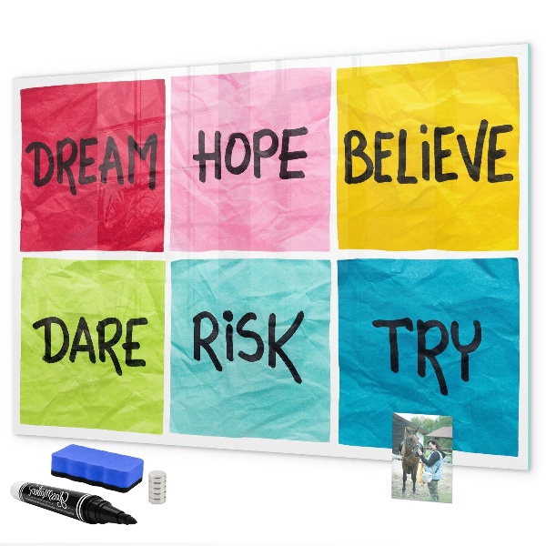 Tableau magnétique effaçable Des slogans inspirants pour l'action et les rêves