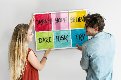 Tableau magnétique effaçable Des slogans inspirants pour l'action et les rêves