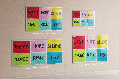 Tableau magnétique effaçable Des slogans inspirants pour l'action et les rêves